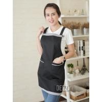 ราคา ผ้ากันเปื้อนเต็มตัว สายไขว้หลังปรับเลื่อนได้ สีดำแต่งลายทาง แบบ 1 กระเป๋า และ 2 กระเป๋า ผ้าเนื้อหนา ไม่มัน ไม่ลื่น (28780348148)