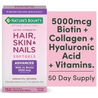 ราคา Nature’s Bounty Optimal Solutions Advanced Hair, Skin & Nails 2X Biotin 5,000 mcg. (150Softgels) ไบโอติน ผิว ผม เล็บ (49951100081)