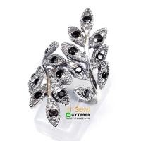 ราคา แหวนนิล แหวนใบมะกอก แหวนเงินแท้ 92.5% รมดำ ประดับ พลอยนิล (cz) YTG-10080 (4231502771)