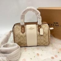 ราคา COACH ROWAN SATCHEL IN SIGNATURE CANVAS WITH STRIPE CR122 (25786156753)
