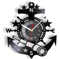ราคา Vintage Nautical พวงมาลัยไวนิลนาฬิกาแขวน Yachting Sea Sailing เรือ Anchor กล้องโทรทรรศน์นาฬิกาแขวนนาฬิกาเวลาของขวัญ (29161645961)