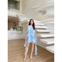 ราคา "เช็คสินค้าก่อนสั่งซื้อ สั่งแล้วห้ามยกเลิกน๊าค๊า" Widelia @ Real เดรสระบาย ทรงปล่อย แขนกุด ไหล่เย็บโบว์แต่งเพชร (44367265394)