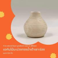 ราคา แจกันตกแต่งบ้าน แจกันมินิมอล ทำจากไม้มะม่วง เซาะร่อง ทรงน้ำเต้า ขนาด 4x4 นิ้ว (27106625300)