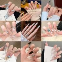 ราคา เล็บเจลปลอมสำเร็จรูปทรงยาวพิเศษ ไซส์M เล็บเจลทรงยาวพิเศษสีลูกแก้วติดอะไหล่เพชรสุดหรู (29740517355)