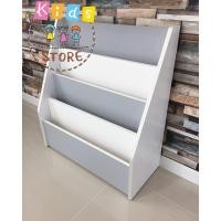 ราคา ชั้นวางหนังสือโชว์ปก ชั้นวางหนังสือเด็กสีเทา-ขาว (1670635026)