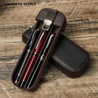 ราคา Retro Crazy Horse หนังกล่องดินสอ Handmade ล็อคลิ้นชักประเภท Office Travel 3 กล่องเก็บปากกา (43725463220)