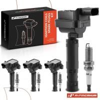 ราคา 4 ชิ้นคอยล์จุดระเบิดและ 4 ชุดหัวเทียนอินฟราเรดเหมาะสําหรับ Mercedes-Benz Benz C230 03-05 1.8L- (51051174779)