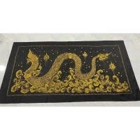 ราคา ซิ่น ผ้าไหมมัดหมี่ ไหมแท้ 6ตะกอ งานเขียนทอง ขนาด 1x2เมตร ลายพญานาค พื้นสีดำ รหัส M2A-RT-0118671 (24659310050)