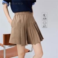 ราคา GIORDANO WOMEN 100% Cotton half elastic waist pleated skorts 13405235 (26082405917)