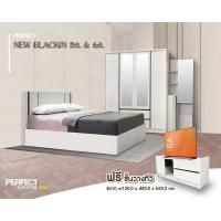 ราคา ชุดห้องนอน New Blackin 5,6 ft. [เตียง ตู้เสื้อผ้า โต๊ะเครื่องแป้ง ชั้นวางทีวี] (12606747710)