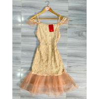 ราคา ใหม่มือ1เดรสสายเดี่ยวประไหล่ ผ้าลูกไม้สีชมพูพีช แต่งระบายปลายกระโปรง ไซส์S งานป้ายนอก(พรีออเดอร์)ผ้าดี ทรงสวย (24120571399)