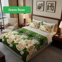 ราคา ผ้าปูที่นอนลายดอกกุหลาบสีเขียวขนาด 180x200 ปลอกหมอนและปลอกหมอนข้าง (54652185671)