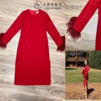 ราคา ป้าย AREEYA เดรสตัวยาว แขนยาวส่วนปลายแขนแต่งขนนก (9711505912)