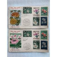 ราคา แสตมป์เวียดนามซองวันแรกจำหน่ายชุดกล้วยไม้ ปี1965 ครบชุด2แบบ (27476350109)