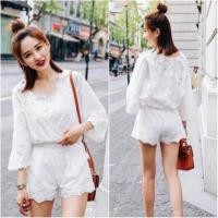 ราคา พร้อมส่ง/Set เสื้อ+กางเกง ZARA ผ้าป่านงานฉลุลายดอกไม้ทั้งเสื้อและกางเกง ผ้าเนื้อนิ่ม ใส่สบาย กางเกงมีซับในเนื้ออย่างดี (1411983408)