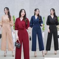 ราคา เสื้อผ้าแฟชั่น ผู้หญิง จั้มสูทขายาว สีดำ กรม แดง ครีม ช่วงแขน แต่งย่น ใส่ทำงานได้ สุภาพ ใส่เที่ยว ได้ พร้อมส่ง (26254828866)