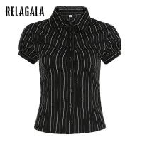 ราคา RELAGALA เสื้อสตรี 2025 แขนสั้นพองลายแฟชั่นเสื้อโปโลใหม่ (26478765168)