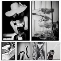 ราคา โปสเตอร์วินเทจสีดำและสีขาว สำหรับผู้หญิง ภาพคมชัด สไตล์ชาเมญ พร้อมติดผนังบ้าน (52650026605)