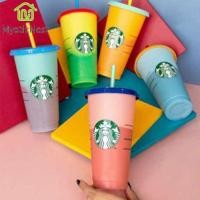 ราคา 【ช้อปด่วน】แก้วน้ำพลาสติก Kittool ดีไซน์สร้างสรรค์ แก้วน้ำ Starbucks แบบเปลี่ยนสีได้ พร้อมฝาแก้ว ถังพลาสติก แก้วพลาสติกแบบใช้ซ้ำได้ 【ขายดี】 【MysticNest】 (41475227879)