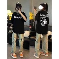 ราคา เสื้อยืดคอกลมสไตล์ถนนแนวทริป, นุ่มใสจากผ้าฝ้าย, มีลายรูปตัวอักษร “Rampage” และผึ้ง (44273075516)