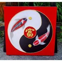 ราคา ภาพวาดปลาคราฟคู่มงคลขนาด40×40cm (27136442624)