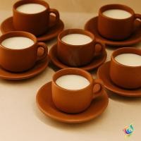 ราคา ถ้วยดินเผาดินเผาขนาด 150 มล. 6 ชิ้นพร้อมจานรอง – ชุดน้ําชาดินเผาธรรมชาติ (56451269616)