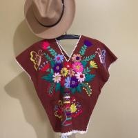 ราคา เสื้อผ้าฝ้ายทรงกะเหรี่ยงสีส้มอิฐปักดอกไม้และแจกัน (4764901851)