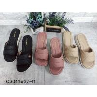 ราคา CS041รองเท้าแตะหนังพียูเบาหนังนิ่มพื้นนุ่มส้นสูงเกือบ2นิ้วมี3สีไซส์37-41 (27083020025)