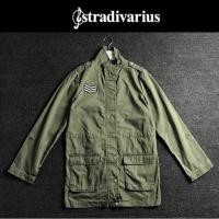 ราคา (WY338)เสื้อทหาร แจ็คเก็ตทหาร สีเขียว ทหาร แต่งอาร์ม แบรนด์ ✨Stradivarius ✨ (2368495142)
