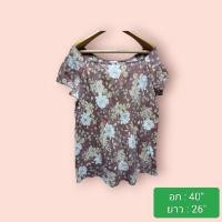 ราคา เสื้อมือสอง เสื้อลายดอกวินเทจ สาวอวบใส่ได้ (23362075786)