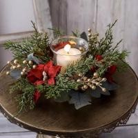 ราคา พวงหรีดเทียนคริสต์มาส 25cm แฮนด์เมด พวงมาลัยตกแต่งคริสต์มาส สำหรับแต่งห้องนั่งเล่นและบาร์ บรรยากาศคริสต์มาส (53301541142)