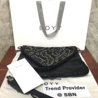 ราคา USED สภาพสวย กระเป๋า BOYY SLASH BAG MEDIUM ดำ ปักหมุด Limited แท้ (4232296158)