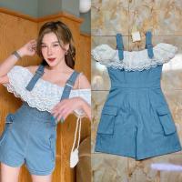 ราคา (s) จั๊มสูทขาสั้น จั๊มยีนส์ ปาดไหล่ น่ารักมากๆ งานป้าย anelia (27215042112)