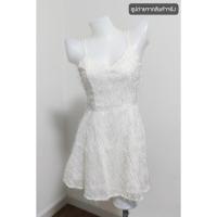 ราคา ชุดเดรสออกงานไปงานแต่งงานสีขาวครีมน่ารัก (27005381613)