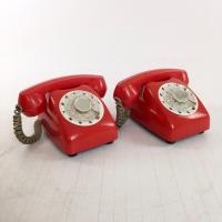 ราคา MERAH ของเล่นโทรศัพท์วินเทจโทรศัพท์อินเตอร์คอมชุดคู่ของโทรศัพท์โรงเรียนเก่า 1970 made in japan retro โบราณหายากสีแดงหมุนโทรศัพท์ (28565262024)