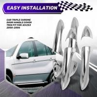 ราคา #98Y ชิ้นส่วนและอุปกรณ์เสริมรถยนต์,ฝาครอบมือจับประตูโครเมียมสามรถเหมาะสําหรับ BMW X5 E53 2000-2006,สีเงิน (45452459175)