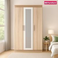 ราคา ตู้เสื้อผ้า รุ่น 3 ประตู กระจกกลาง 1 บาน หน้าบานเมลามีน (46200358328)