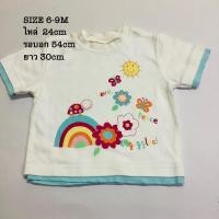 ราคา เสื้อยืดเด็กคอกลมขาวพิมพ์ลายสายรุ้ง (23768733338)