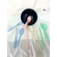 ราคา ชุดช้อน ส้อม ตะเกียบ พลาสติกสีพาสเทล (11640670194)