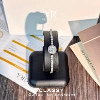 ราคา VRS.สร้อยข้อมือฝังเพชรแถว เม็ดกลาง1.0กะรัตสร้อยข้อมือเงิน92.5 ชุบทองคำขาว ความยาวฟรีไซส์ (27123958530)