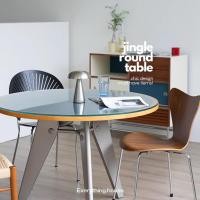 ราคา ~ โต๊ะกลม โต๊ะทานอาหาร โต๊ะกระจก สไตล์ Mid-century ขาโต๊ะสแตนเลสแท้ 201 งาน Premium ~ (44456123476)