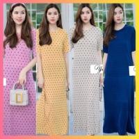 ราคา อก > 46 อัดพลีท เดรสสาวอวบ oversize dress เดรสผู้หญิง ชุดกระโปรง เดรสยาว คนอ้วน ลายจุด สีเหลือง กรม ชมพู ครีม (6935981405)