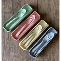 ราคา ชุดช้อนส้อม+ตะเกียบ พร้อมกล่อง (มีกล่องกระดาษด้วย) ขนาดพกพา ผลิตจากฟางข้าวสาลี มี 4 สีให้เลือก ของชำร่วย งานแต่ง (5741186806)