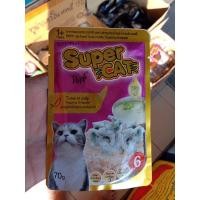 ราคา อาหารแมว Super Cat เพาช์ รสปลาทูน่าหน้าปลากะพงในเยลลี่ ขนาด 70 ก. (7777752478)