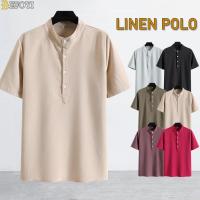 ราคา [จัดส่งในพื้นที่] เสื้อโปโลชาย ผ้าลินิน คอจีน ลําลอง แขนสั้น คอตั้ง เกาหลี สีขาว ชายหาด ท็อปส์ซู สําหรับผู้ชาย บวก ขนาด 5เอ็กแอล (20587615090)