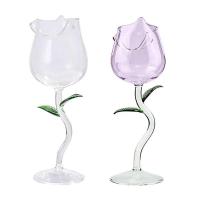 ราคา Rose-Shaped Red Wine Glasses Rose Shape Wine Glass With Colored Rose Leaves 150/280ml Rose Shaped Red Wine Goblet Cockta (28457564557)