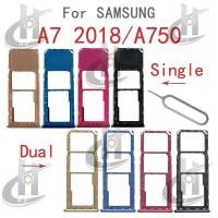 ราคา Dual และ Single Sim ถาดสําหรับ Samsung Galaxy A7 2018 A750 ถาดซิมการ์ดผู้ถือช่องใส่การ์ด Reader SD Slot Adapter อะไหล่ (42304228871)