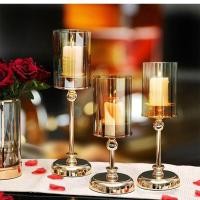 ราคา เชิงเทียนแก้วทรงกระบอก ฐานทอง เชิงเทียนทรงสูงหรูหรา สำหรับตกแต่งโต๊ะอาหาร งานแต่งงาน ร้านอาหาร พร็อพถ่ายภาพ (26739794274)