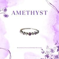 ราคา แหวนเงินแท้ 92.5% แหวนแถวฝังพลอยอเมทิสต์คั่นเพชรCZ (40500141803)