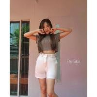 ราคา ขาสั้นซิปหน้ามีหูเข็มขัด มีไซสใหญ่สาวอวบ เอว 24-44 นิ้วผ้าฮานาโกะเนื้อดี (26358716308)